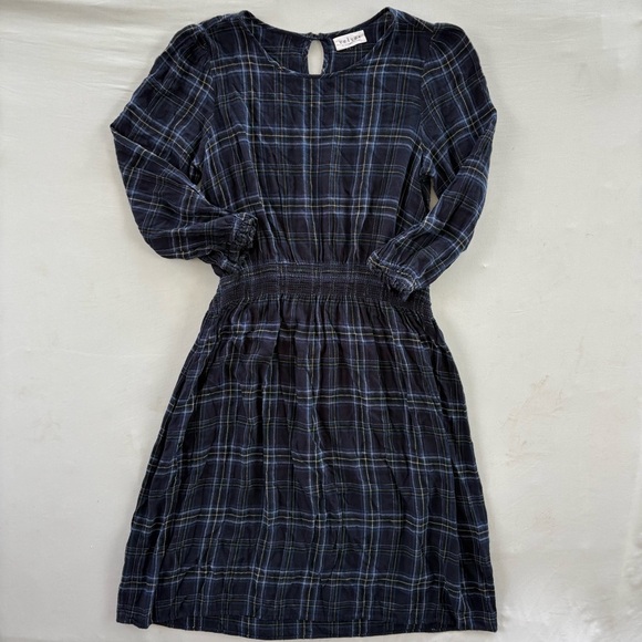 Velvet by Graham & Spencer Isabella Smocked Plaid Dress Blue & Green Size Medium - Picture 1 of 7